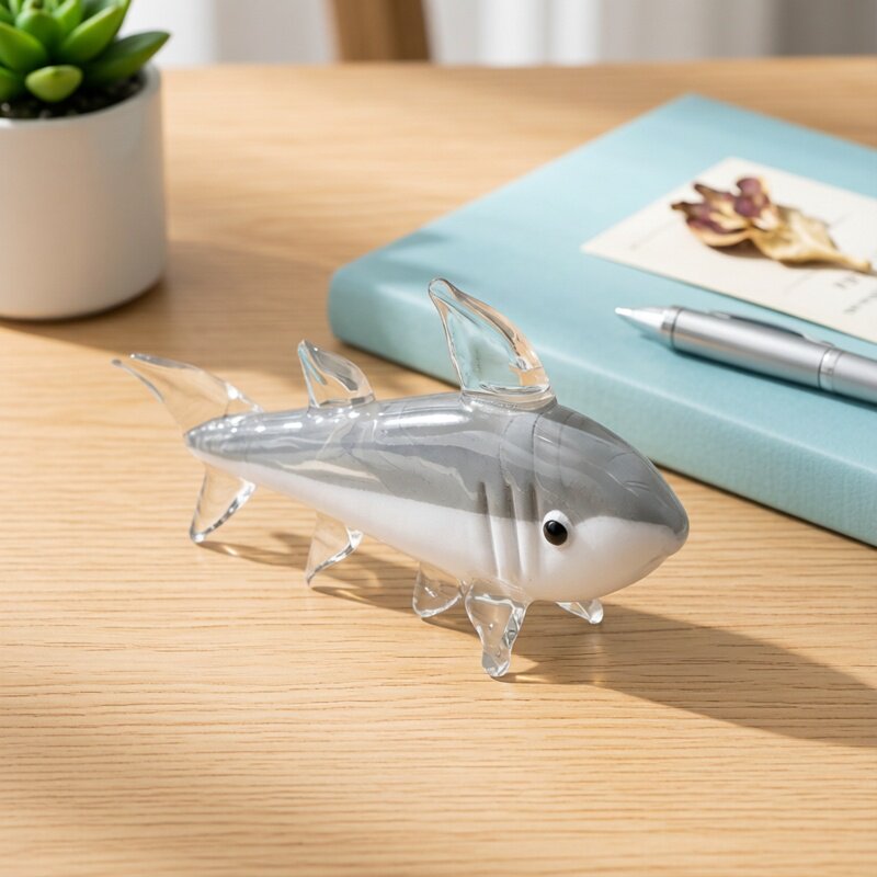 Gray Murano Glass Shark Figuri - Marine Aquarium Home 评论和价格