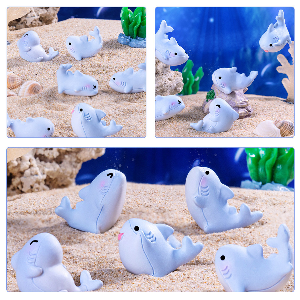 6Pcs Adorable Mini Shark Resin - Marine Aquarium Home 评论和价格
