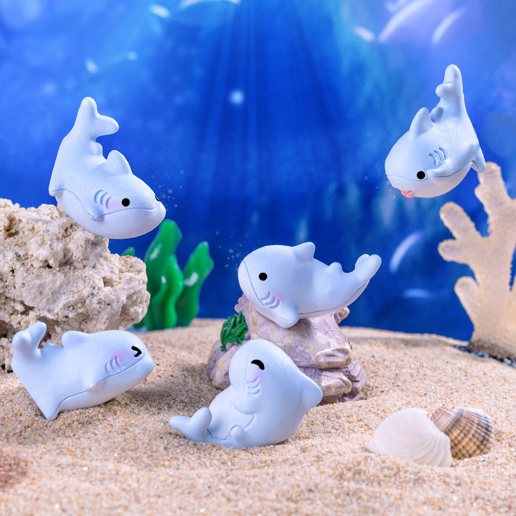 6Pcs Adorable Mini Shark Resin - Marine Aquarium Home 评论和价格