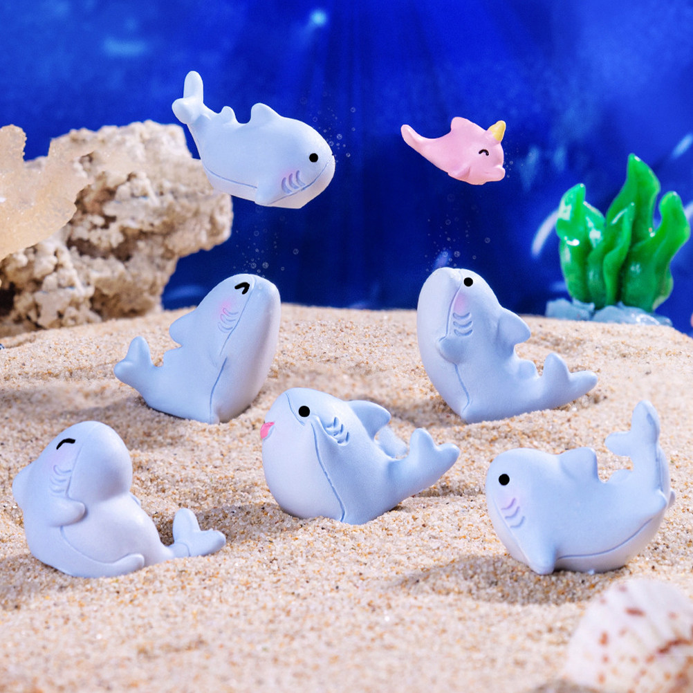 6Pcs Adorable Mini Shark Resin - Marine Aquarium Home 评论和价格