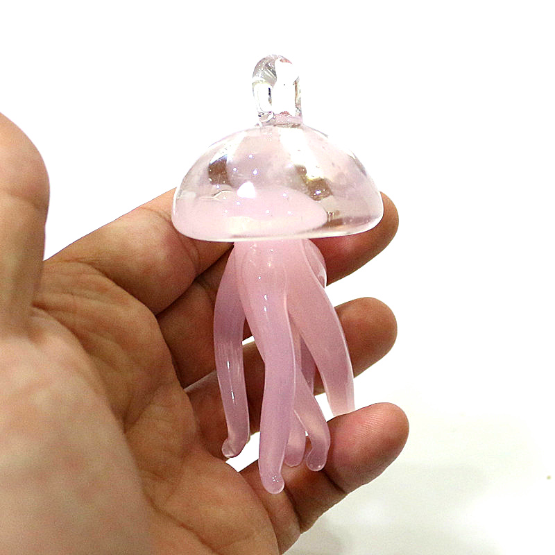 Pink Jellyfish Glass Pendant C - Marine Aquarium Home 评论和价格